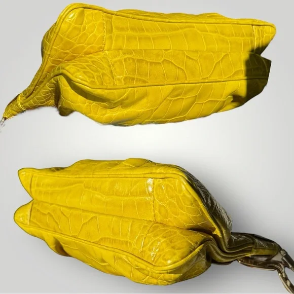 Versace Yellow Crocodile Embossed Leather Shoulder Bag 🌻 - Picture 5 of 9
